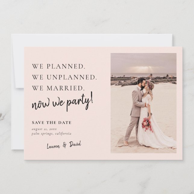 Blush Pink Post Wedding Update Save the Date (Vorderseite)