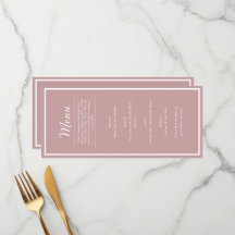 Blush Pink Pretty Wedding Reception Dinner Menu