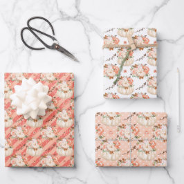 Blush Pink Pumpkin Birthday Baby Shower Gift Geschenkpapier Set