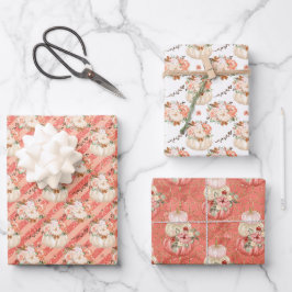 Blush Pink Pumpkin Birthday Baby Shower Girl Geschenkpapier Set