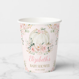 Blush Pink Pumpkin Fall Greenery Baby Dusche Pappbecher