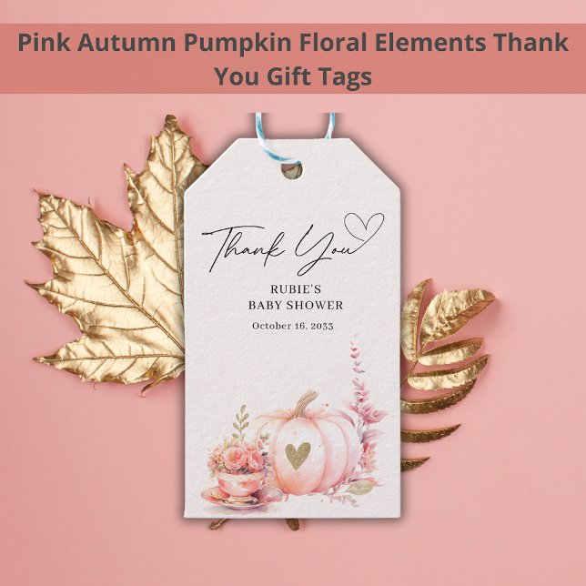 Blush Pink Pumpkin Floral Vielen Dank Geschenkanhänger (Von Creator hochgeladen)