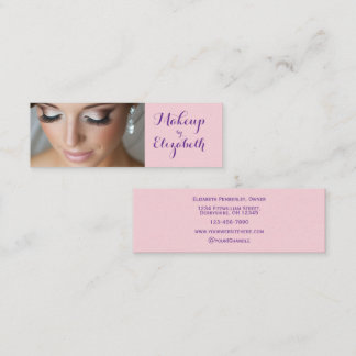 Blush Pink Purple Script Photo Makeup Mini Visitenkarte