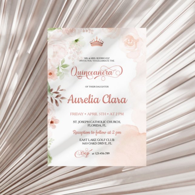 Blush Pink Quinceanera Einladung (Von Creator hochgeladen)