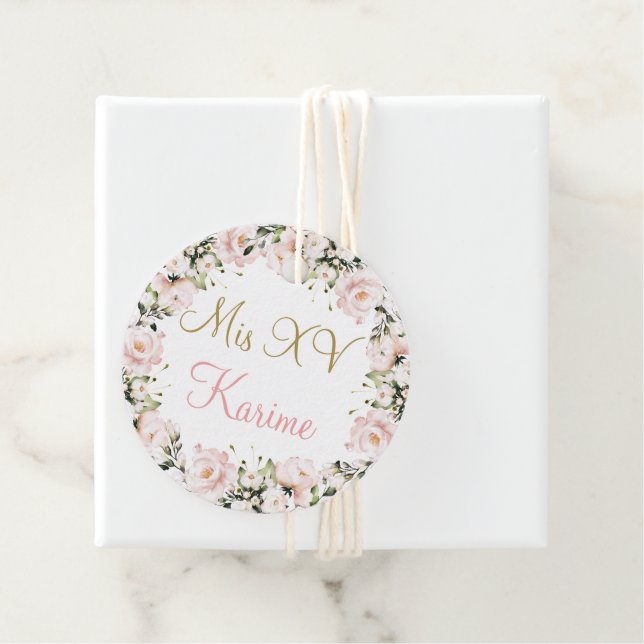 Blush Pink Quinceanera Gefallen Dankeschön Geschen Geschenkanhänger (Beispiel)