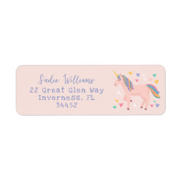 Blush Pink Rainbow Unicorn Kinder Adresse