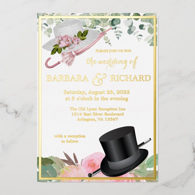 Blush Pink Real Gold Foil Folieneinladung (Vorderseite)