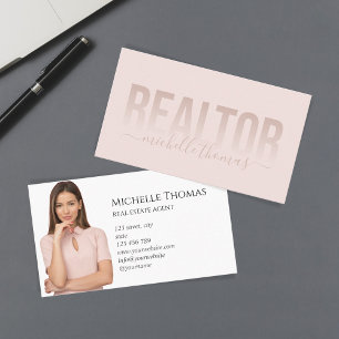 Blush Pink Realtor Real Anwesen Berufliches Foto Visitenkarte