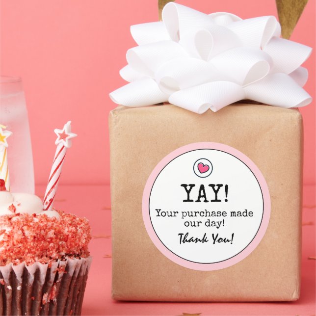 Blush Pink Retro mit Herz-Business Vielen Dank Runder Aufkleber (Party)