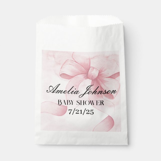 Blush Pink Ribbon Coquette Girl Babydusche Geschenktütchen (Vorderseite)