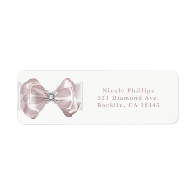 Blush Pink Ribbon & Diamonds Elegante Einladung (Vorne)