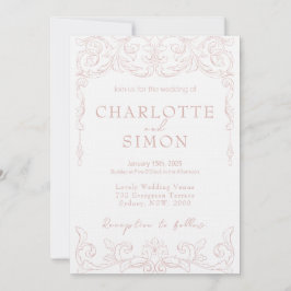 Blush Pink Rokoko Thema Hochzeit Einladung