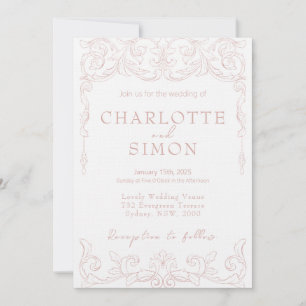 Blush Pink Rokoko Thema Hochzeit Einladung