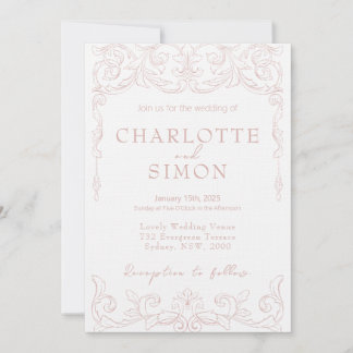 Blush Pink Rokoko Thema Hochzeit Einladung