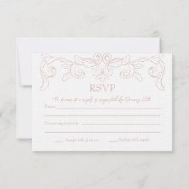Blush Pink Rokoko Wedding RSVP Card Karte