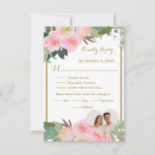 Blush Pink Romantic Floral Wedding RSVP Card