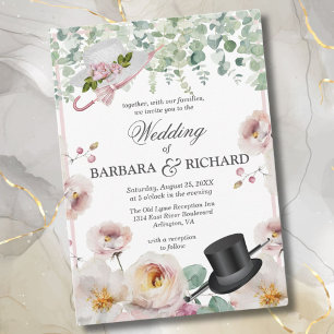 Blush Pink Romantic Top Hat Hochzeit Einladung
