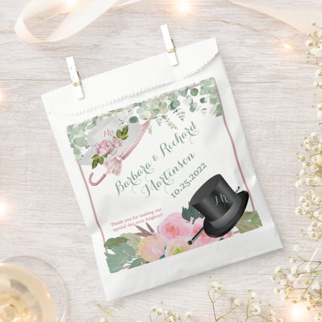 Blush Pink Romantische Blumenhochzeit Geschenktütchen (Ausgeschnitten)