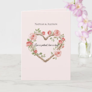 Blush Pink Romantische Rote Rose Blumenkohl Hochze Karte