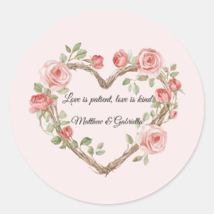 Blush Pink Romantische Rote Rose Blumenkohl Hochze Runder Aufkleber