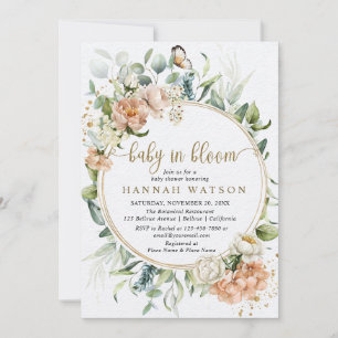 Blush Pink Rose Baby in Bloom Baby Dusche Einladung