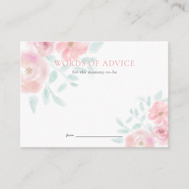 Blush Pink Rose Babyduschenempfehlung Begleitkarte (Vorderseite)