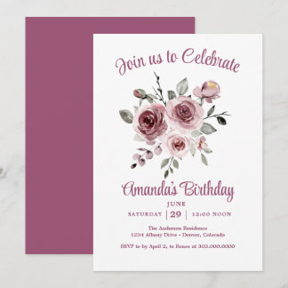 Blush Pink Rose Birthday Party Einladung