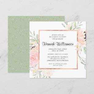 Blush Pink Rose Bloral Graduation Party Einladung