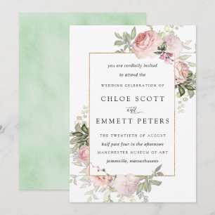 Blush Pink Rose Bloral Hochzeitseinladung Einladung