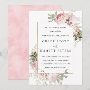 Blush Pink Rose Bloral Hochzeitseinladung Einladung