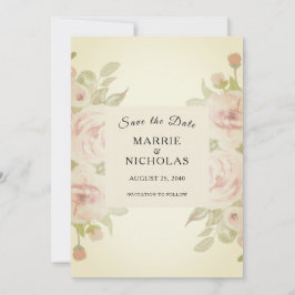 Blush Pink Rose Blumengrün Vintag Save The Date