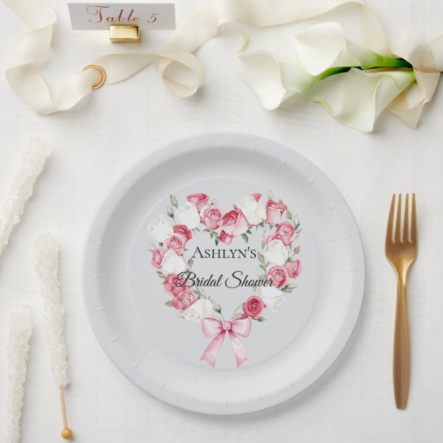 Blush Pink Rose Blumenkohl Brautparty Pappteller (Hochzeit)