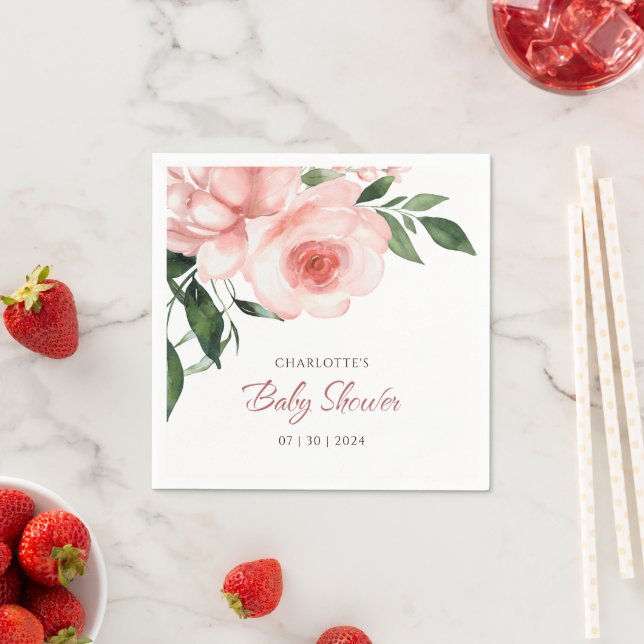 Blush Pink Rose Blumenspülung Baby Dusche Serviette (Beispiel)