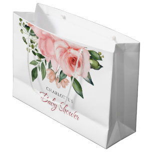 Blush Pink Rose Blumenwasser Aquarell Kinderdusche Große Geschenktüte