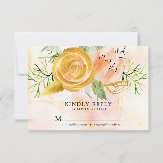 Blush Pink Rose Blumenzwiebelblume RSVP Karte (Vorderseite)