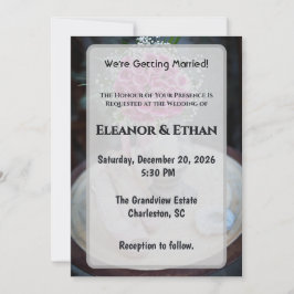 Blush Pink Rose Bouquet Rustic Wedding Invite Einladung
