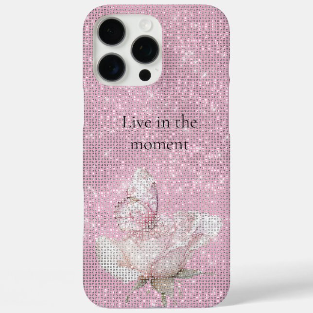 Blush Pink Rose Butterfly Sparkle  iPhone 16 Pro Max Hülle (Rückseite)