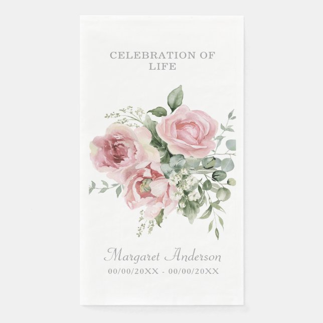 Blush Pink Rose Celebration of Life Serviette (Vorderseite)