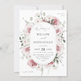 Blush Pink Rose & Eucalylptus Floral Wedding Einladung