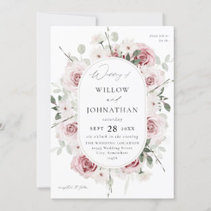 Blush Pink Rose & Eucalylptus Floral Wedding Einladung