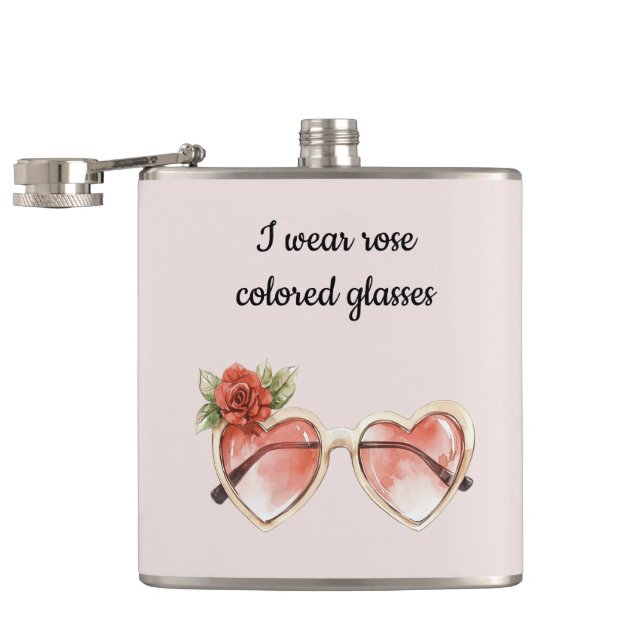Blush Pink Rose Farbige Sonnenbrille Flachmann (Geöffnet)