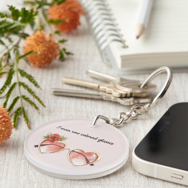 Blush Pink Rose Farbige Sonnenbrille Schlüsselanhänger (Vorderseite rechts)