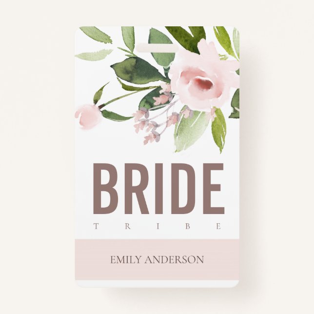 BLUSH PINK ROSE FLORAL BRIDE TRIBE WEDD AUSWEIS (Vorderseite)