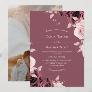 Blush Pink Rose Floral Classic Wedding  Einladung