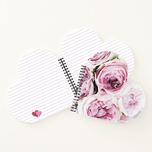 Blush Pink Rose Floral Heart Elegant Spiral Notebo Notizbuch (Innenseite)