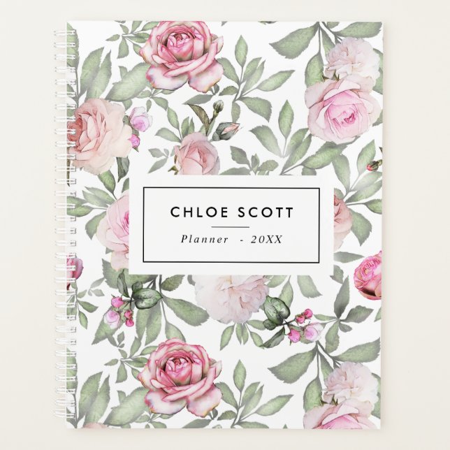 Blush Pink Rose Floral Name Plane Planer (Vorderseite)
