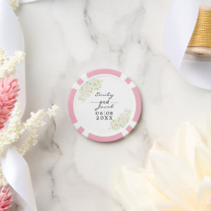 Blush Pink Rose Floral Wasserfarbe Hochzeit Pokerchips