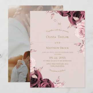 Blush Pink Rose Floral Wedding  Einladung