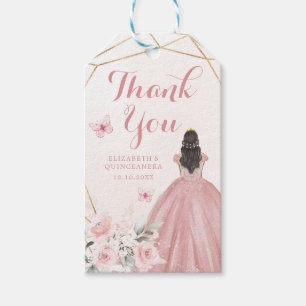 Blush Pink Rose Geometric Quinceañera Vielen Dank Geschenkanhänger