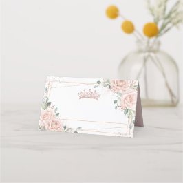 Blush Pink Rose Gold Crown Quinceñera Platzkarte